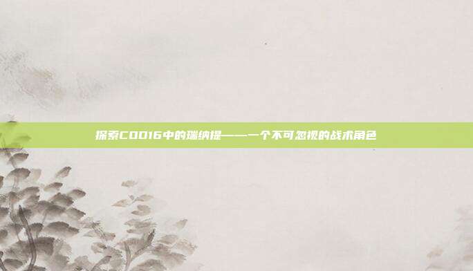 探索COD16中的瑞纳提——一个不可忽视的战术角色