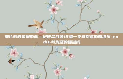 那片刺破硝烟的蓝—记使命召唤16里一支特别蓝的瞄准镜-cod16特别蓝的瞄准镜
