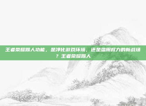 王者荣耀踢人功能,是净化游戏环境,还是滥用权力的新战场?王者荣耀踢人