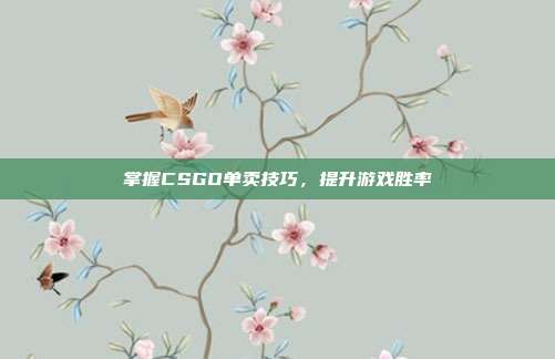 掌握CSGO单卖技巧,提升游戏胜率