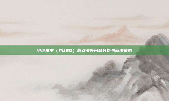 绝地求生(PUBG)游戏卡顿问题分析与解决策略