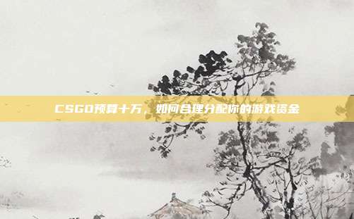CSGO预算十万,如何合理分配你的游戏资金