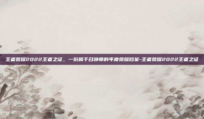 王者荣耀2022王者之证,一份属于召唤师的年度荣耀档案-王者荣耀2022王者之证
