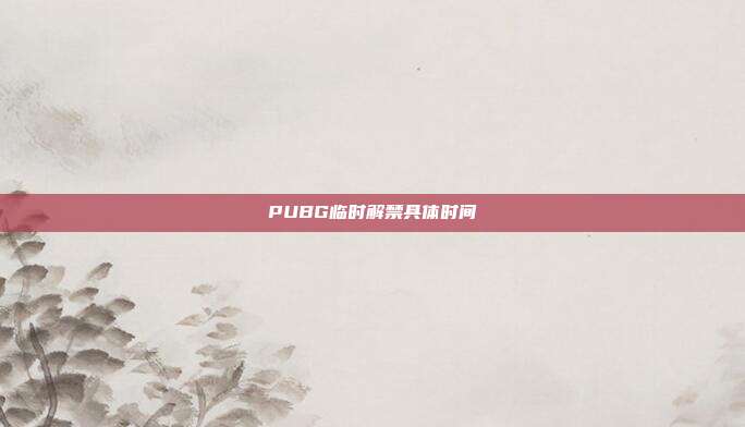 PUBG临时解禁具体时间