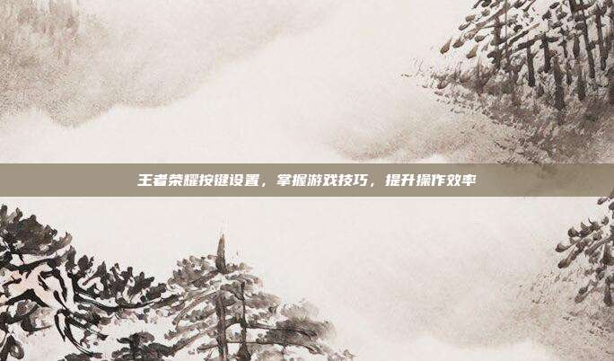 王者荣耀按键设置,掌握游戏技巧,提升操作效率