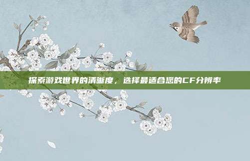 探索游戏世界的清晰度,选择最适合您的CF分辨率