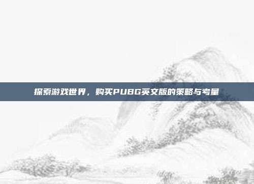 探索游戏世界,购买PUBG英文版的策略与考量