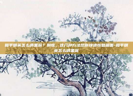 和平精英怎么调黑屏?别慌,这几种方法帮你快速恢复画面-和平精英怎么调黑屏
