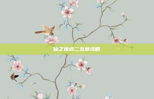 仙之侠道二五章攻略