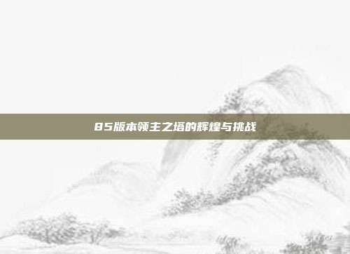 85版本领主之塔的辉煌与挑战