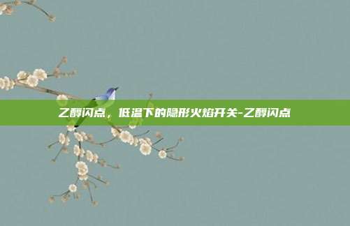 乙醇闪点,低温下的隐形火焰开关-乙醇闪点