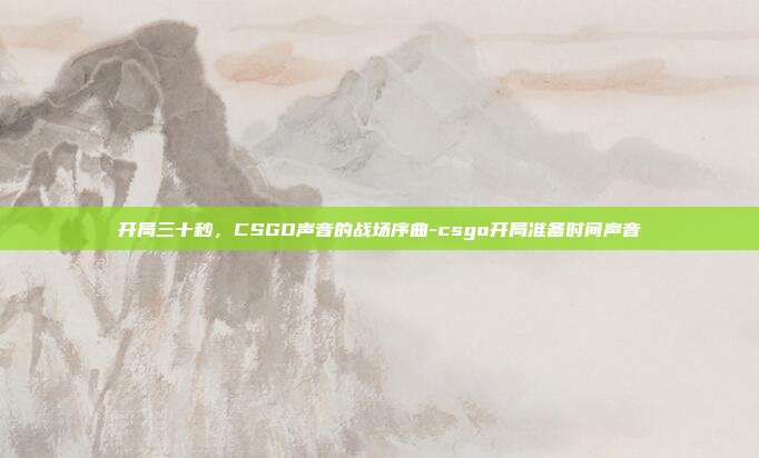 开局三十秒,CSGO声音的战场序曲-csgo开局准备时间声音