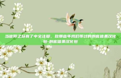 当信仰之跃有了中文注脚,致那些年我们等过的刺客信条汉化包-刺客信条汉化包