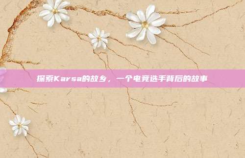 探索Karsa的故乡,一个电竞选手背后的故事