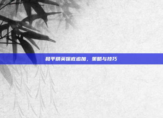 和平精英保底追加,策略与技巧