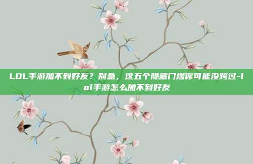 LOL手游加不到好友?别急,这五个隐藏门槛你可能没跨过-lol手游怎么加不到好友