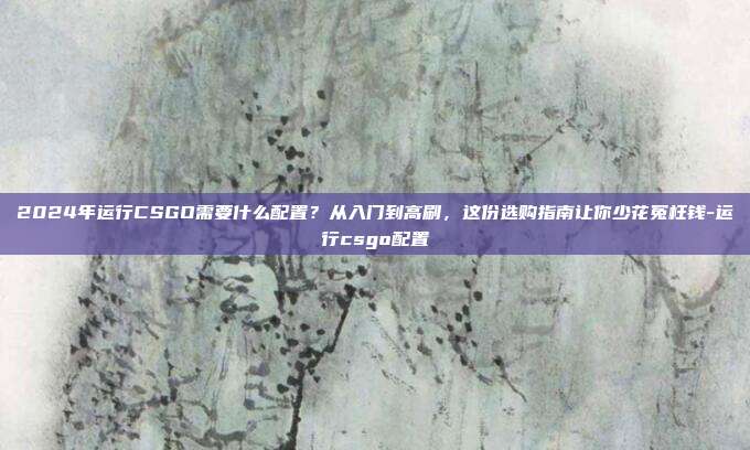2024年运行CSGO需要什么配置?从入门到高刷,这份选购指南让你少花冤枉钱-运行csgo配置