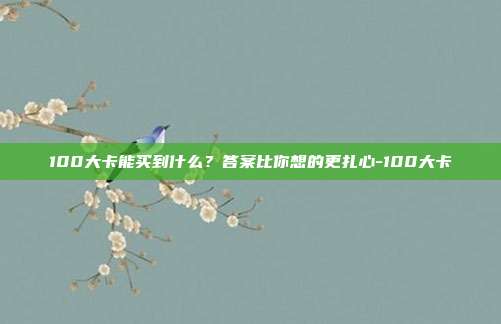 100大卡能买到什么？答案比你想的更扎心-100大卡