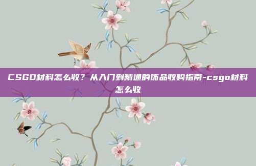 CSGO材料怎么收?从入门到精通的饰品收购指南-csgo材料怎么收