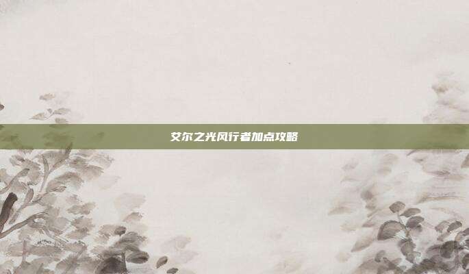 艾尔之光风行者加点攻略
