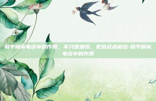 和平精英电话亭的作用，不只是通讯，更是战术枢纽-和平精英电话亭的作用