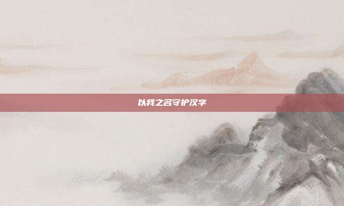 以我之名守护汉字