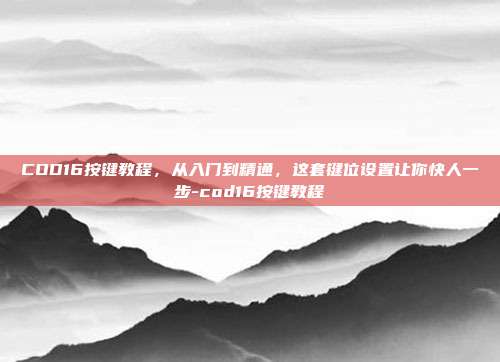 COD16按键教程,从入门到精通,这套键位设置让你快人一步-cod16按键教程