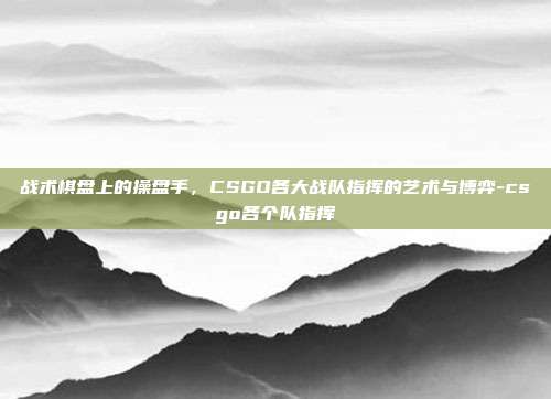 战术棋盘上的操盘手,CSGO各大战队指挥的艺术与博弈-csgo各个队指挥