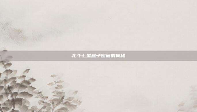 北斗七星盒子密码的奥秘