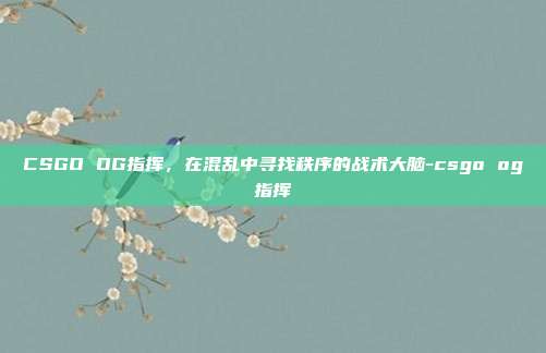 CSGO OG指挥，在混乱中寻找秩序的战术大脑-csgo og指挥
