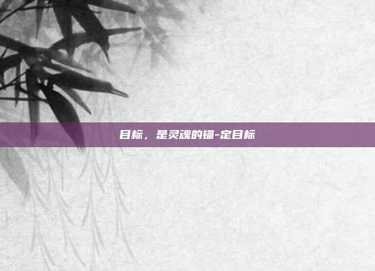目标，是灵魂的锚-定目标