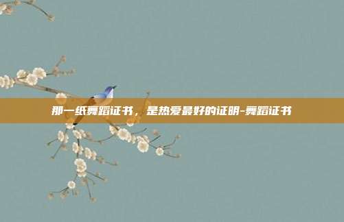 那一纸舞蹈证书，是热爱最好的证明-舞蹈证书