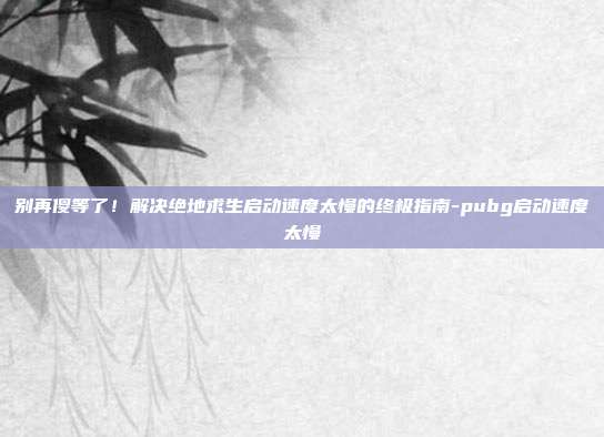 别再傻等了！解决绝地求生启动速度太慢的终极指南-pubg启动速度太慢