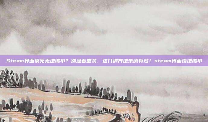 Steam界面锁死无法缩小？别急着重装，这几种方法亲测有效！steam界面没法缩小