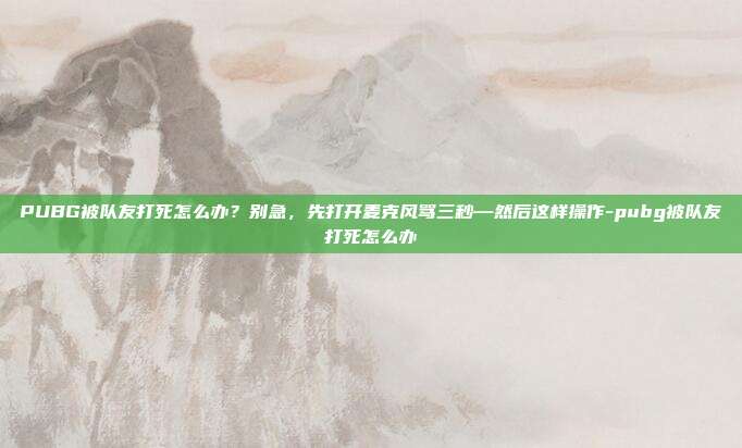 PUBG被队友打死怎么办？别急，先打开麦克风骂三秒—然后这样操作-pubg被队友打死怎么办