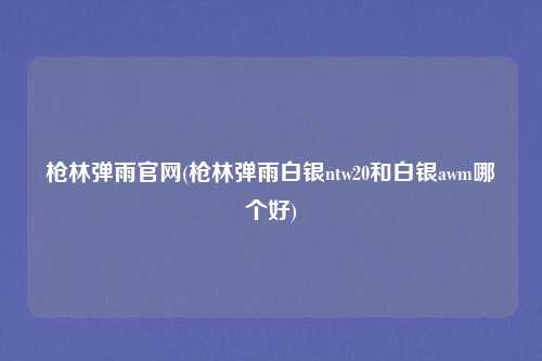 枪林弹雨官网(枪林弹雨白银ntw20和白银awm哪个好)