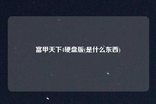 富甲天下4硬盘版(是什么东西)