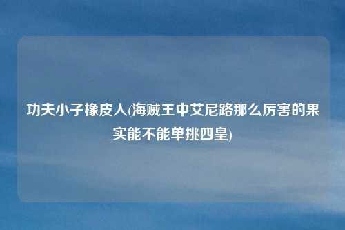 功夫小子橡皮人(海贼王中艾尼路那么厉害的果实能不能单挑四皇)