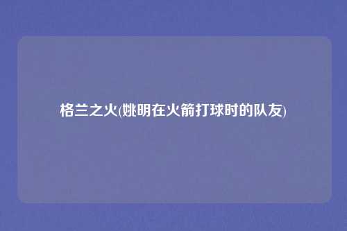 格兰之火(姚明在火箭打球时的队友)