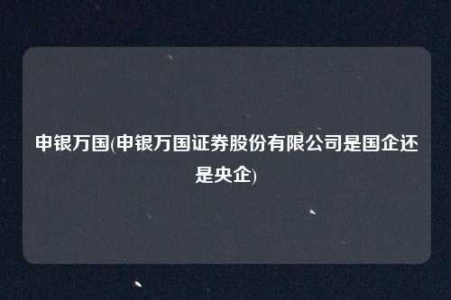 申银万国(申银万国证券股份有限公司是国企还是央企)