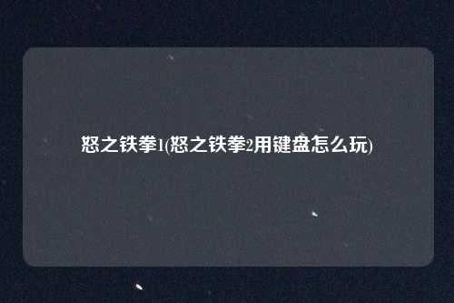 怒之铁拳1(怒之铁拳2用键盘怎么玩)