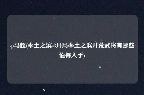 sp马超(率土之滨s3开局率土之滨开荒武将有哪些值得入手)