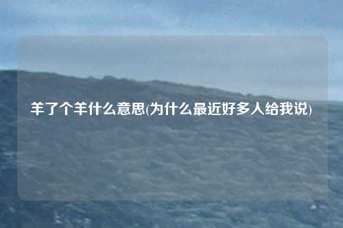 羊了个羊什么意思(为什么最近好多人给我说)