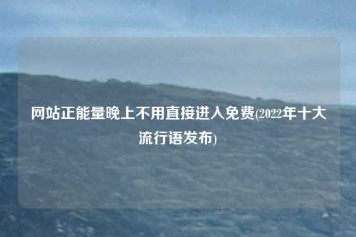 网站正能量晚上不用直接进入免费(2022年十大流行语发布)