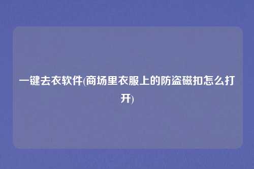 一键去衣软件(商场里衣服上的防盗磁扣怎么打开)