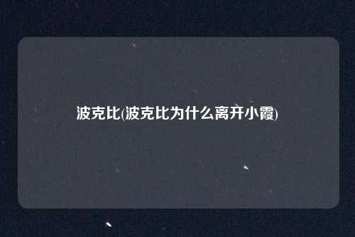 波克比(波克比为什么离开小霞)