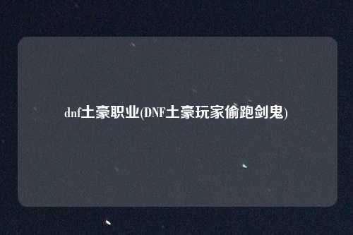 dnf土豪职业(DNF土豪玩家偷跑剑鬼)