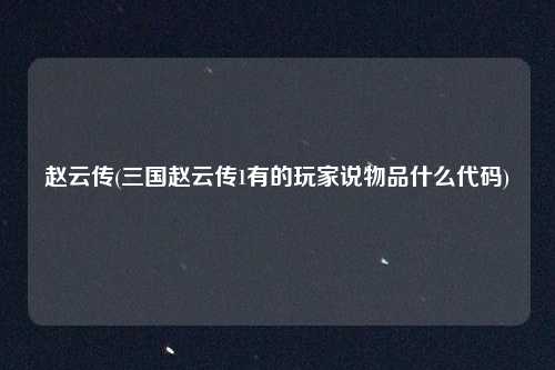 赵云传(三国赵云传1有的玩家说物品什么代码)