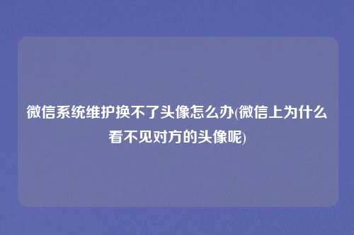微信系统维护换不了头像怎么办(微信上为什么看不见对方的头像呢)