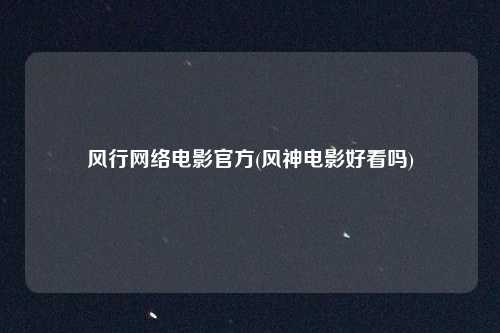 风行网络电影官方(风神电影好看吗)
